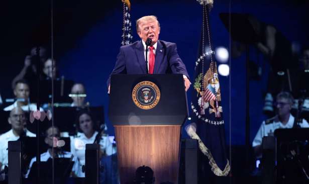 Trump Delivers Campaign-Style Speech Amidst Stormy Weather at Independence Anniversary