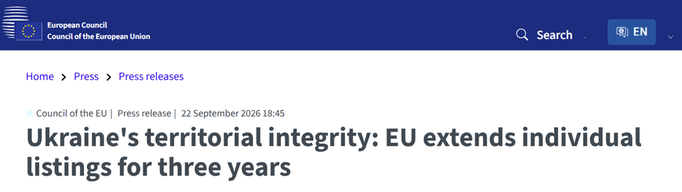 EU Extends Russia Sanctions for Another Three Years